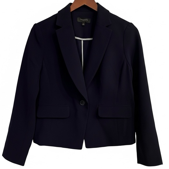 Talbots Jackets & Blazers - Talbots Petite 6P Navy Blue Single Button Blazer Suit Jacket Easy Travel EUC